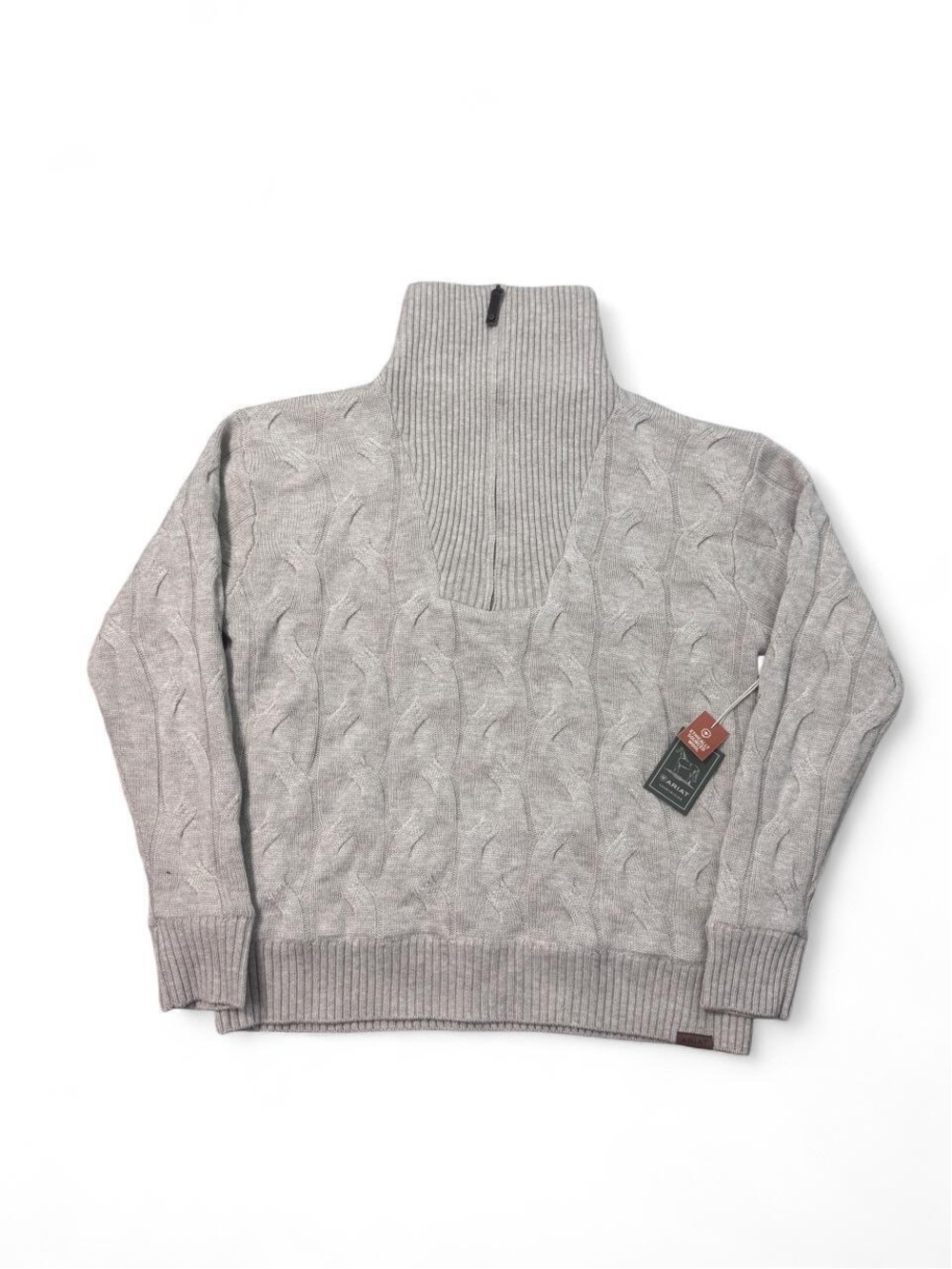 Ariat cable knit funnel neck neck Alamere sweater wool NWT beige M womens